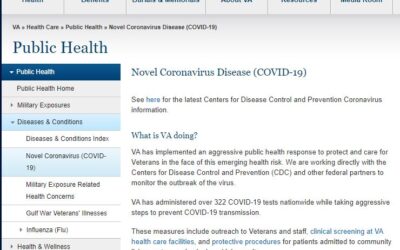U.S. Department of Veterans Affairs information on Public Health for Veterans as of March 17, 2020.